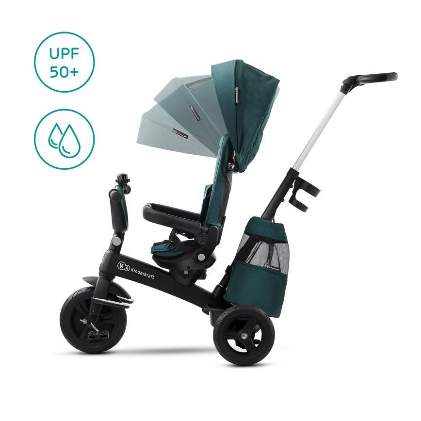 KINDERKRAFT - Detská trojkolka 5v1 EASYTWIST zelená/čierna