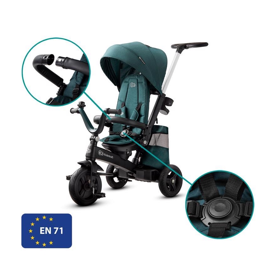 KINDERKRAFT - Detská trojkolka 5v1 EASYTWIST zelená/čierna