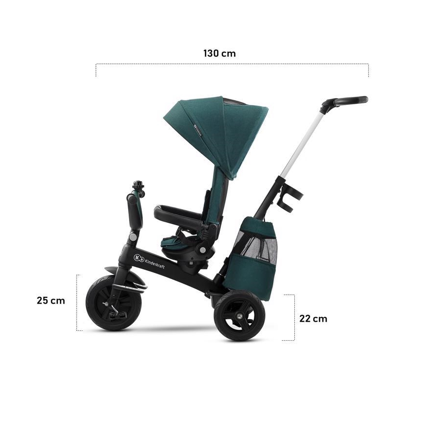 KINDERKRAFT - Detská trojkolka 5v1 EASYTWIST zelená/čierna