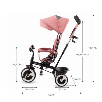 KINDERKRAFT - Detská trojkolka ASTON Rose pink