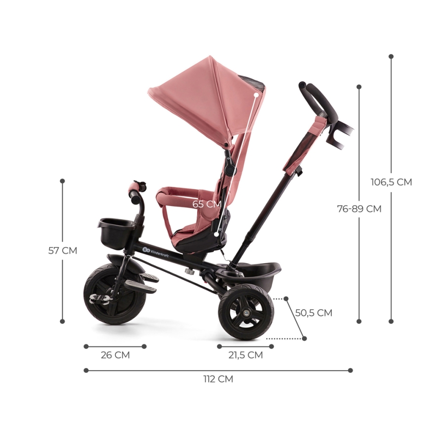 KINDERKRAFT - Detská trojkolka AVEO ružová