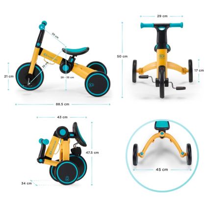 KINDERKRAFT - Detské odrážadlo 3v1 4TRIKE žltá/čierna