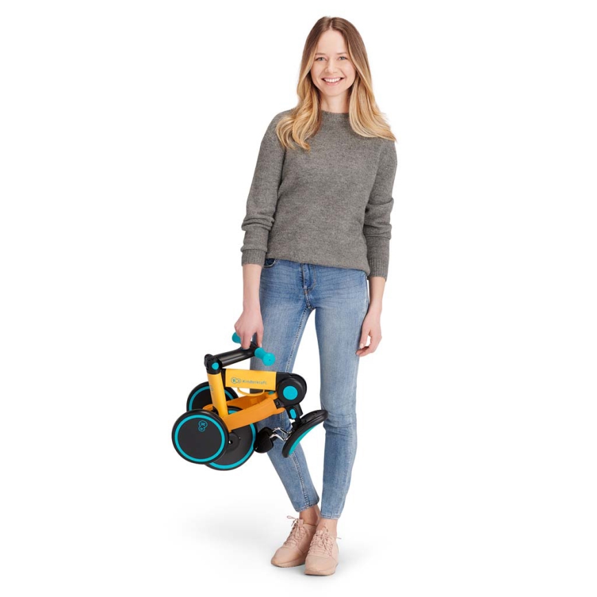 KINDERKRAFT - Detské odrážadlo 3v1 4TRIKE žltá/tyrkysová