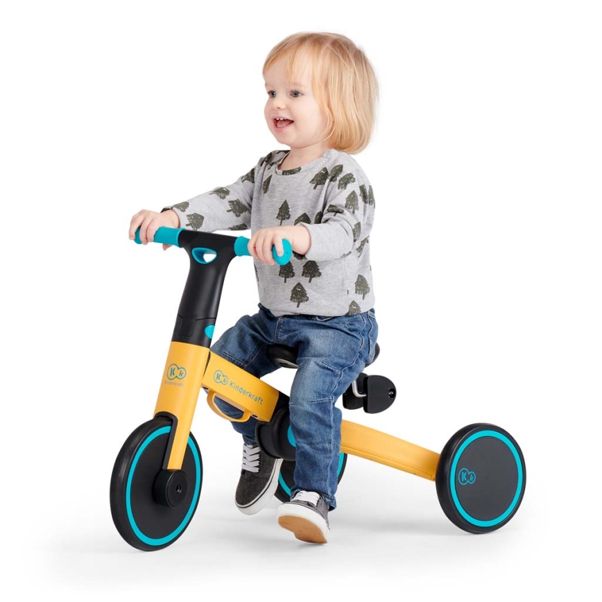 KINDERKRAFT - Detské odrážadlo 3v1 4TRIKE žltá/tyrkysová