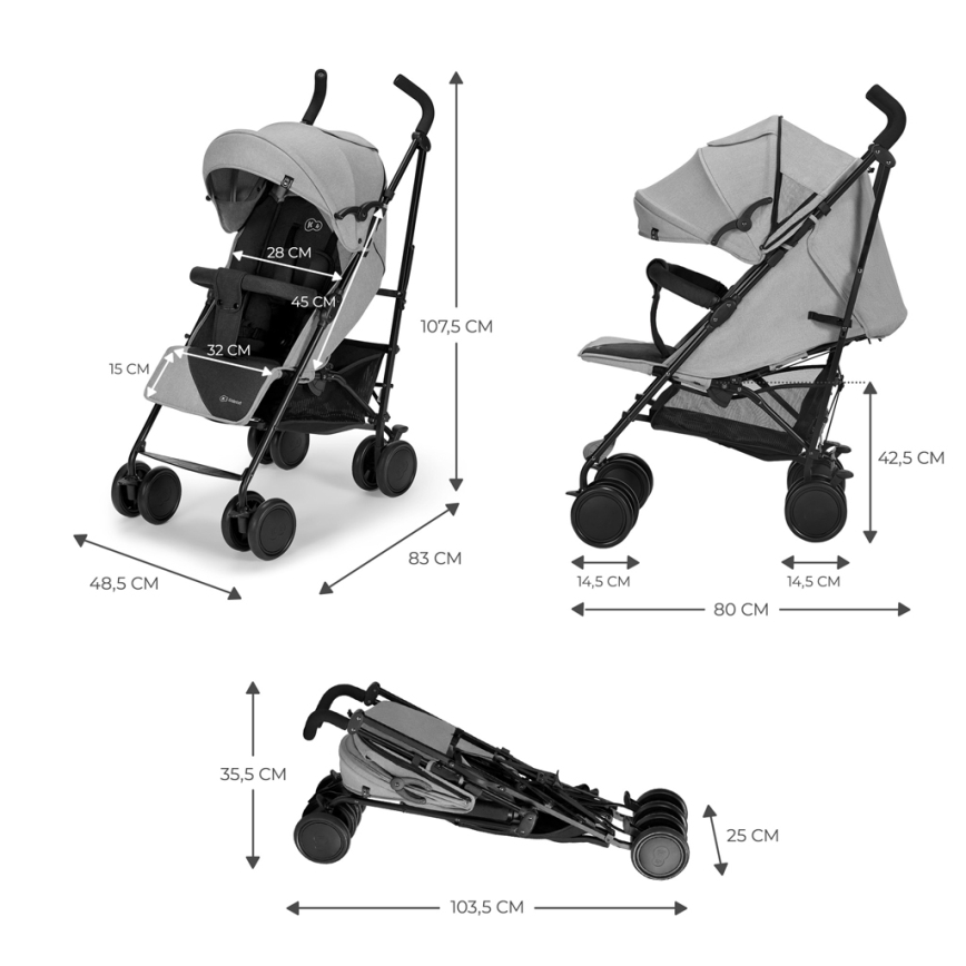 KINDERKRAFT - Golfový kočík SIESTA Ash grey