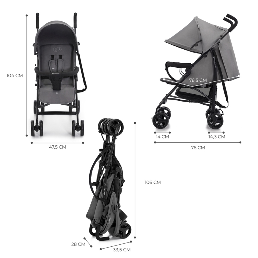 KINDERKRAFT - Golfový kočík TIK Stone grey