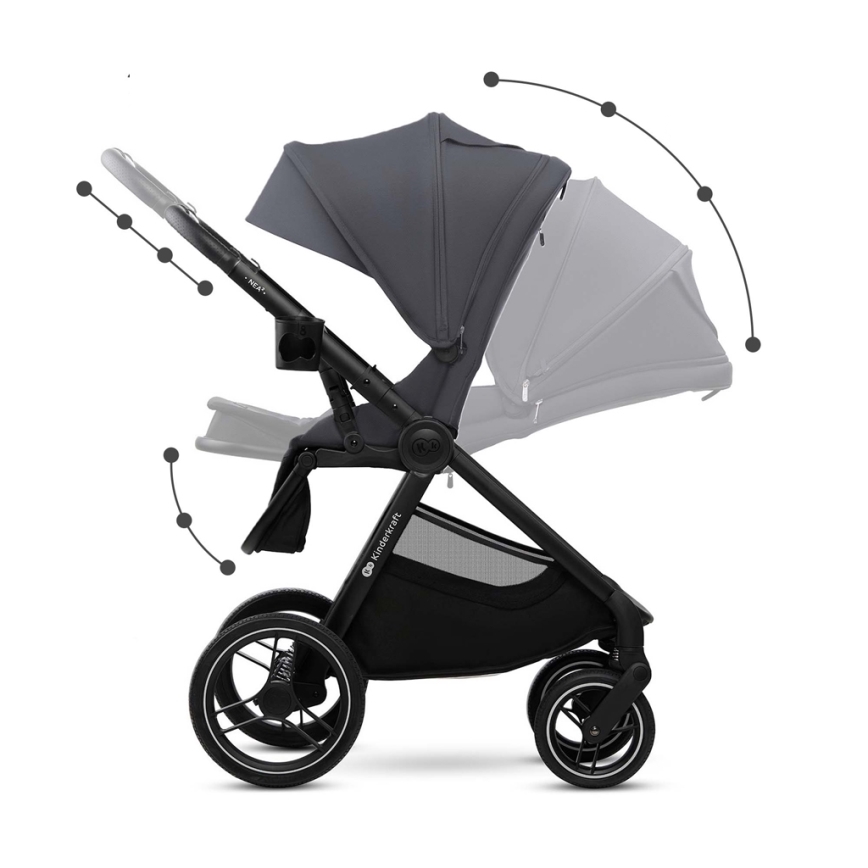 KINDERKRAFT - Kombinovaný kočík 2v1 NEA 2 Dark grey
