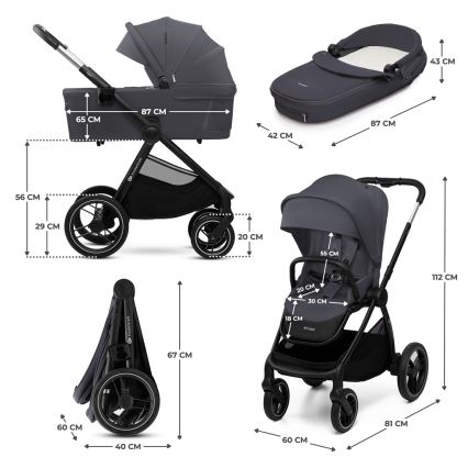 KINDERKRAFT - Kombinovaný kočík 2v1 NEA 2 Dark grey