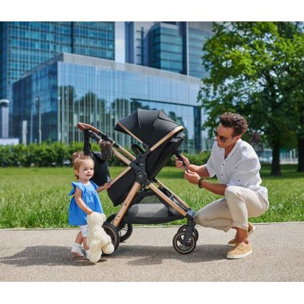 KINDERKRAFT - Kombinovaný kočík 3v1 ESME Pure black + autosedačka MINK PRO