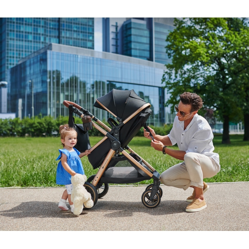 KINDERKRAFT - Kombinovaný kočík 3v1 ESME Pure black + autosedačka MINK PRO