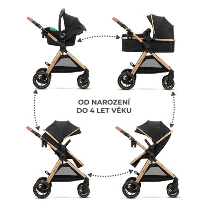 KINDERKRAFT - Kombinovaný kočík 3v1 ESME Pure black + autosedačka MINK PRO