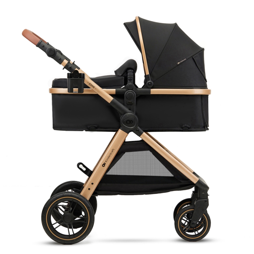 KINDERKRAFT - Kombinovaný kočík 3v1 ESME Pure black + autosedačka MINK PRO
