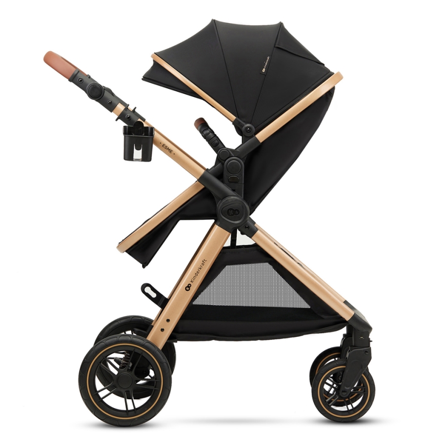 KINDERKRAFT - Kombinovaný kočík 3v1 ESME Pure black + autosedačka MINK PRO