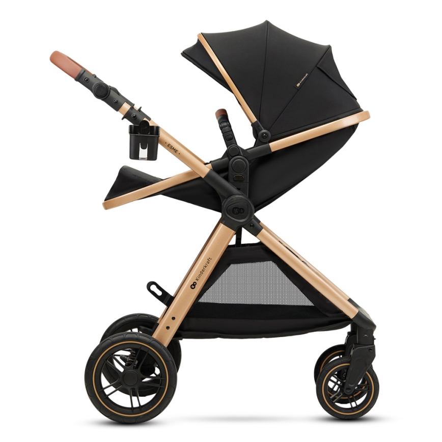 KINDERKRAFT - Kombinovaný kočík 3v1 ESME Pure black + autosedačka MINK PRO