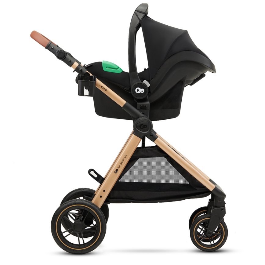 KINDERKRAFT - Kombinovaný kočík 3v1 ESME Pure black + autosedačka MINK PRO