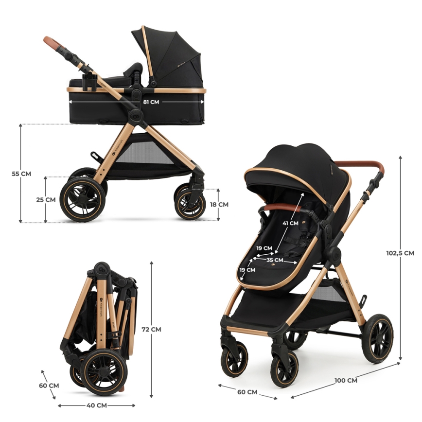 KINDERKRAFT - Kombinovaný kočík 3v1 ESME Pure black + autosedačka MINK PRO