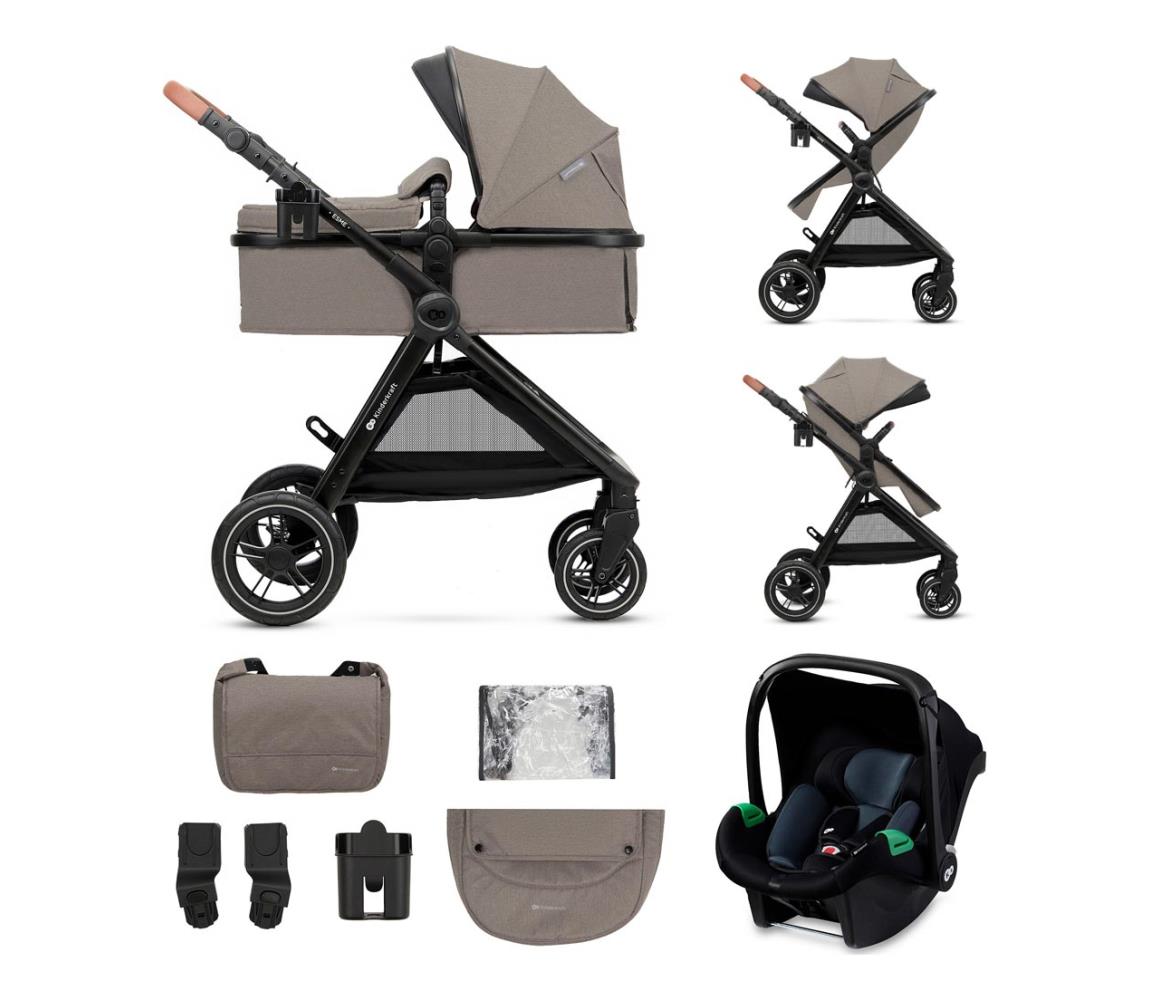 KINDERKRAFT - Kombinovaný kočík 3v1 ESME Sand beige + autosedačka MINK PRO KSESME00BEG300N
