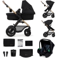 KINDERKRAFT - Kombinovaný kočík 3v1 MOOV 2 AIR Pure black + autosedačka MINK PRO