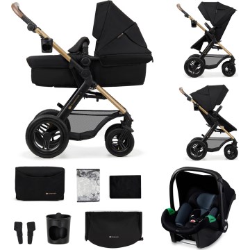 KINDERKRAFT - Kombinovaný kočík 3v1 MOOV 2 AIR Pure black + autosedačka MINK PRO