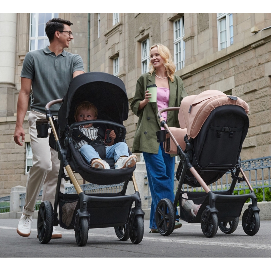 KINDERKRAFT - Kombinovaný kočík 3v1 MOOV 2 AIR Pure black + autosedačka MINK PRO