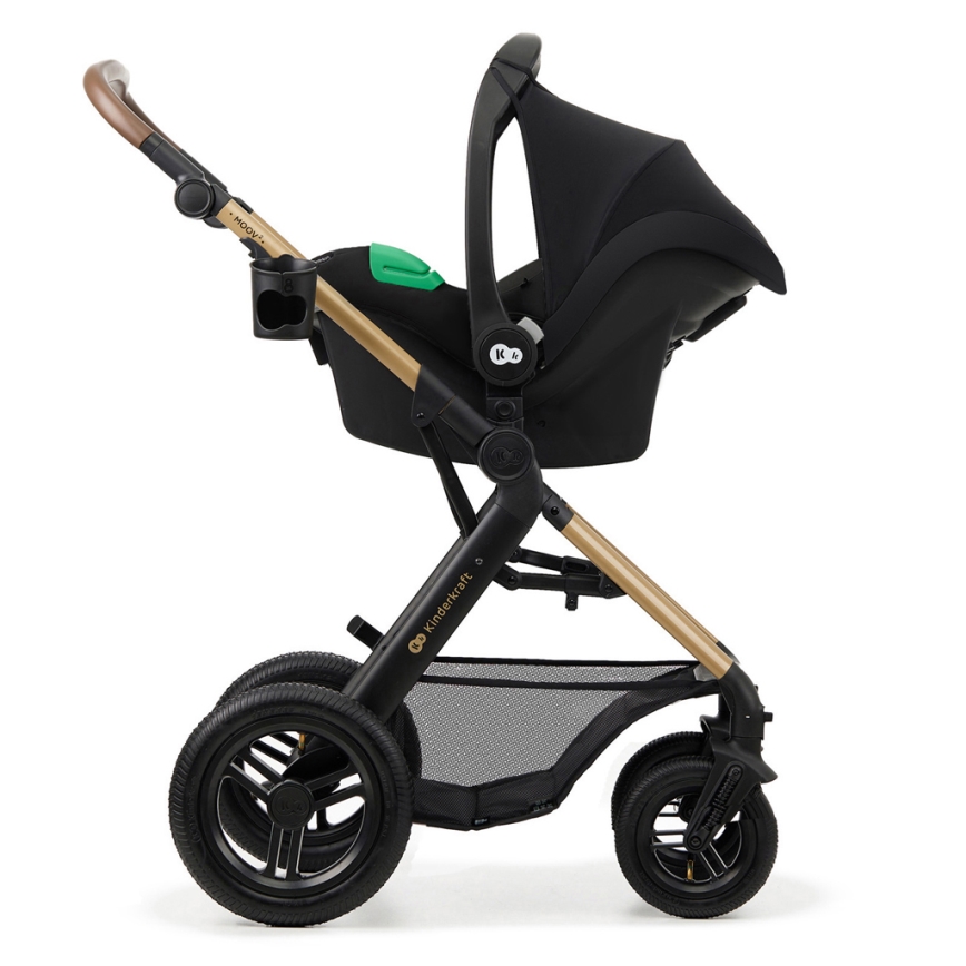 KINDERKRAFT - Kombinovaný kočík 3v1 MOOV 2 AIR Pure black + autosedačka MINK PRO
