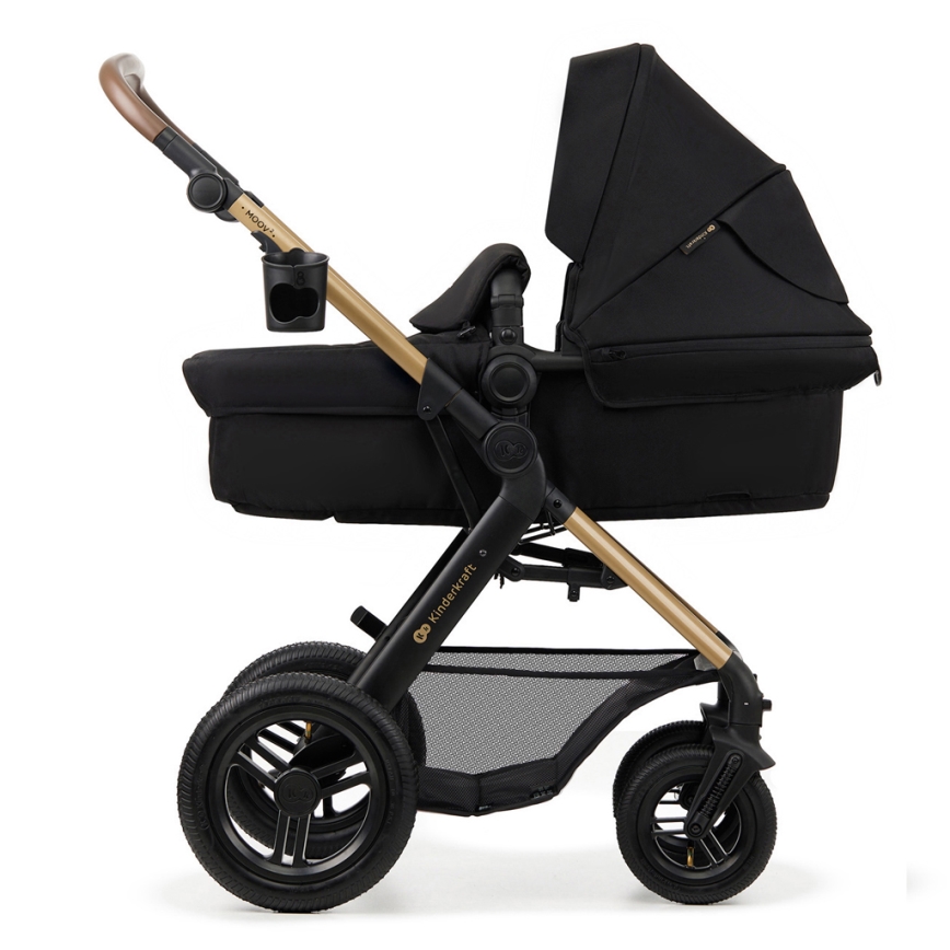 KINDERKRAFT - Kombinovaný kočík 3v1 MOOV 2 AIR Pure black + autosedačka MINK PRO