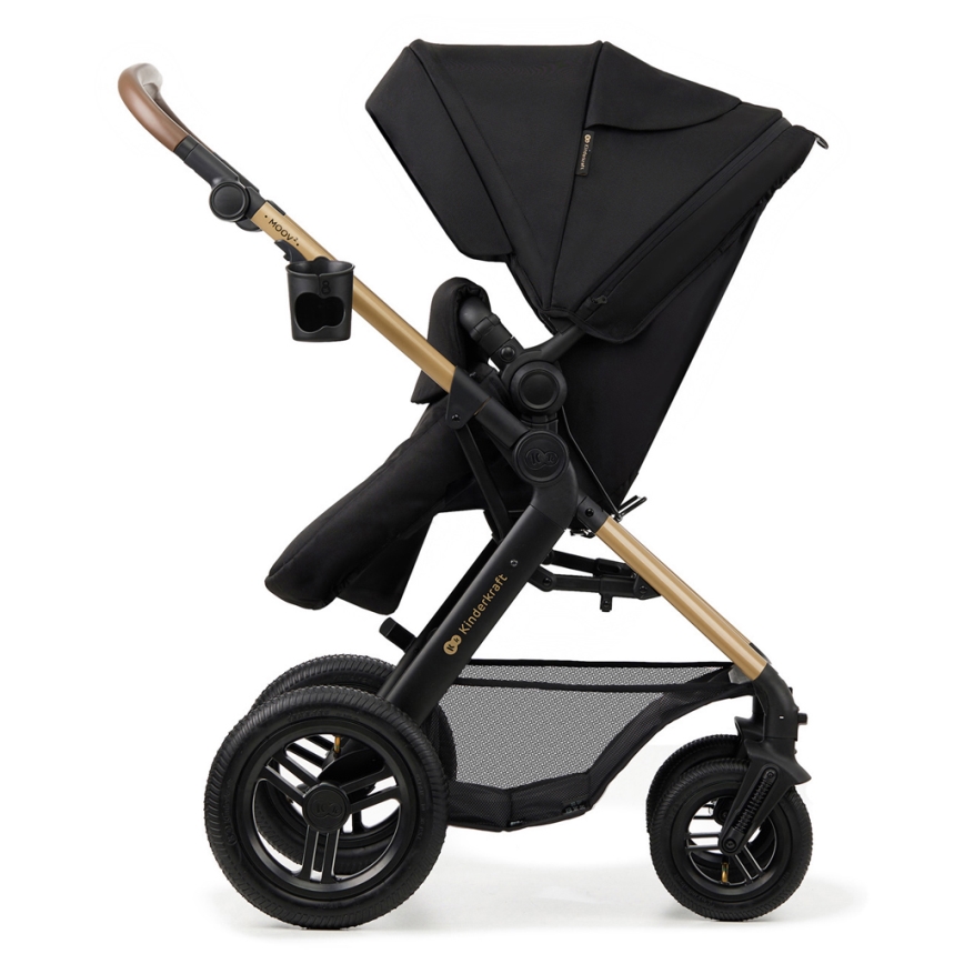 KINDERKRAFT - Kombinovaný kočík 3v1 MOOV 2 AIR Pure black + autosedačka MINK PRO