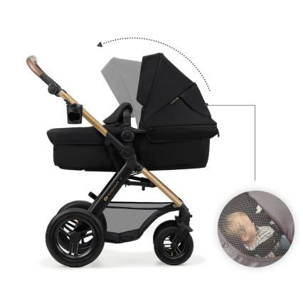 KINDERKRAFT - Kombinovaný kočík 3v1 MOOV 2 AIR Pure black + autosedačka MINK PRO