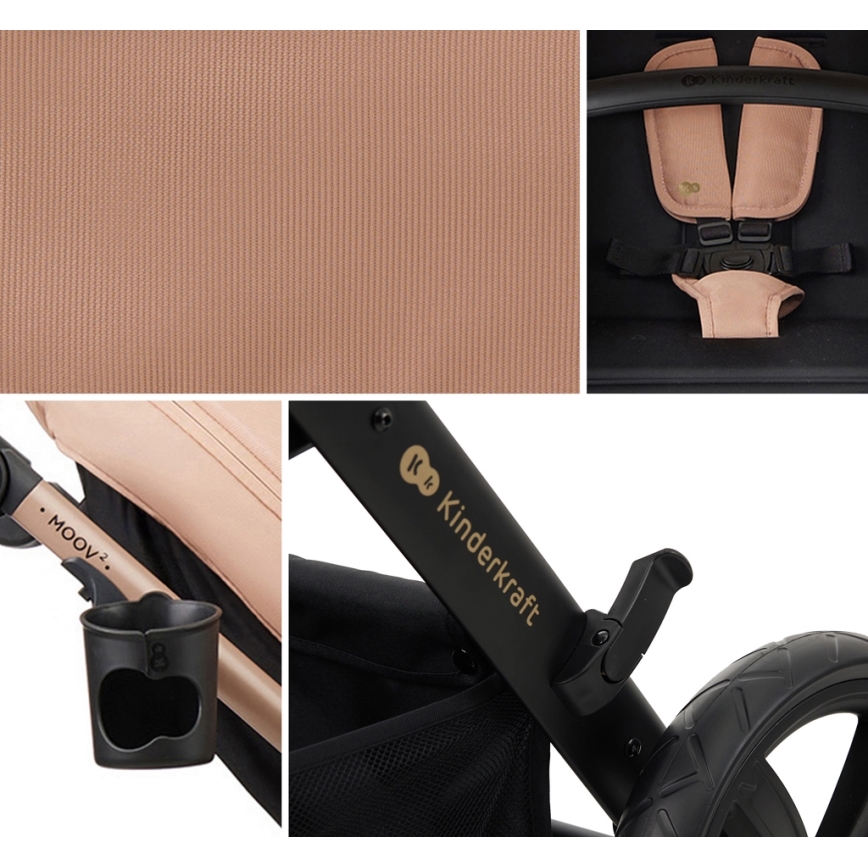 KINDERKRAFT - Kombinovaný kočík 3v1 MOOV 2 AIR Sand beige + autosedačka MINK PRO