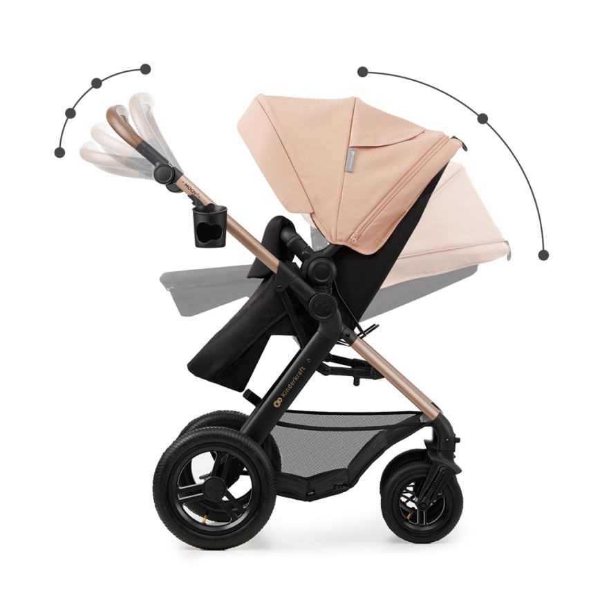 KINDERKRAFT - Kombinovaný kočík 3v1 MOOV 2 AIR Sand beige + autosedačka MINK PRO