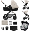 KINDERKRAFT - Kombinovaný kočík 3v1 MOOV 2 Moonlight grey + autosedačka MINK PRO