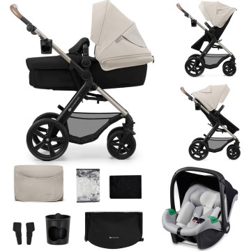 KINDERKRAFT - Kombinovaný kočík 3v1 MOOV 2 Moonlight grey + autosedačka MINK PRO