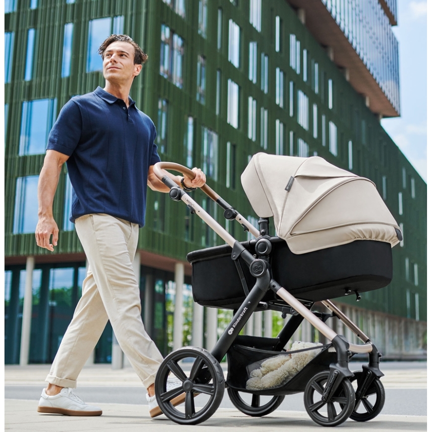 KINDERKRAFT - Kombinovaný kočík 3v1 MOOV 2 Moonlight grey + autosedačka MINK PRO