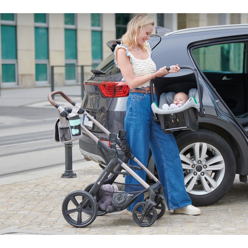 KINDERKRAFT - Kombinovaný kočík 3v1 MOOV 2 Moonlight grey + autosedačka MINK PRO