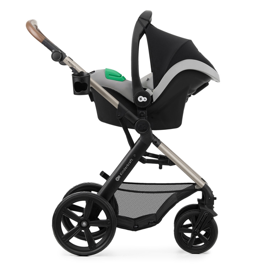 KINDERKRAFT - Kombinovaný kočík 3v1 MOOV 2 Moonlight grey + autosedačka MINK PRO