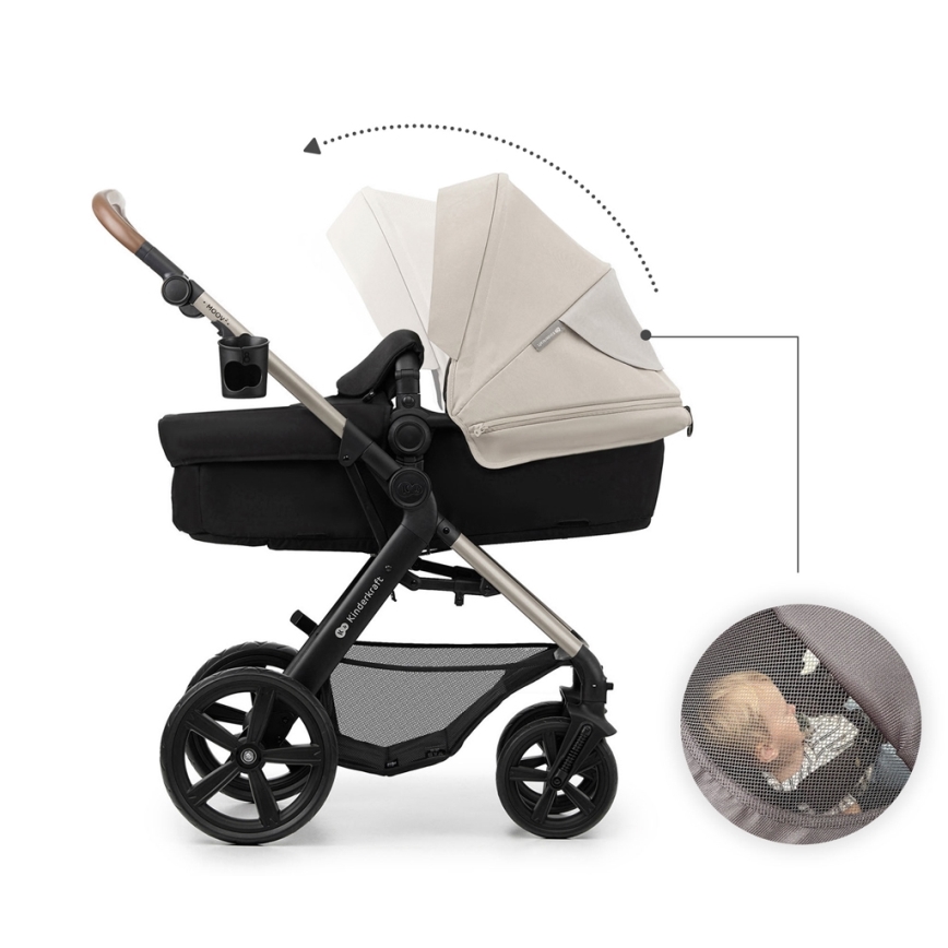 KINDERKRAFT - Kombinovaný kočík 3v1 MOOV 2 Moonlight grey + autosedačka MINK PRO
