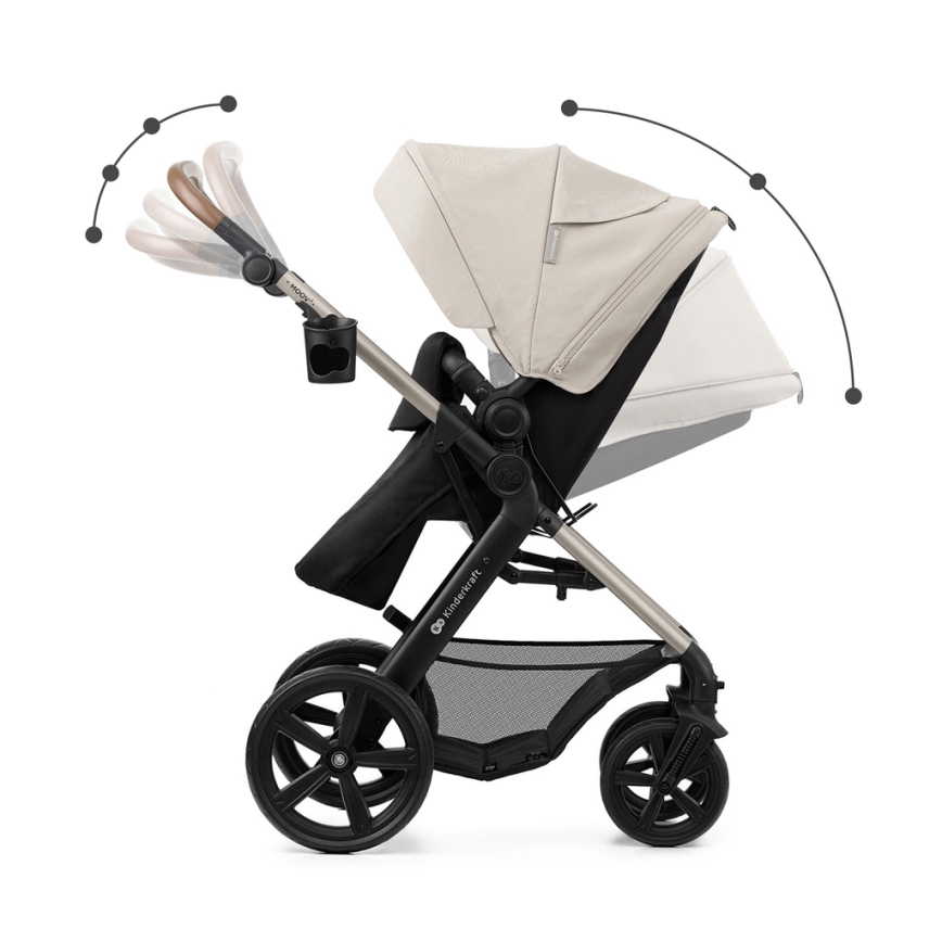 KINDERKRAFT - Kombinovaný kočík 3v1 MOOV 2 Moonlight grey + autosedačka MINK PRO