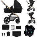KINDERKRAFT - Kombinovaný kočík 3v1 MOOV 2 Pure black + autosedačka MINK PRO