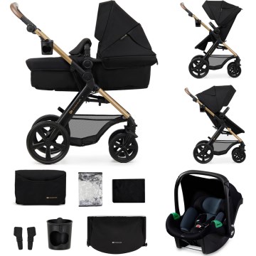 KINDERKRAFT - Kombinovaný kočík 3v1 MOOV 2 Pure black + autosedačka MINK PRO