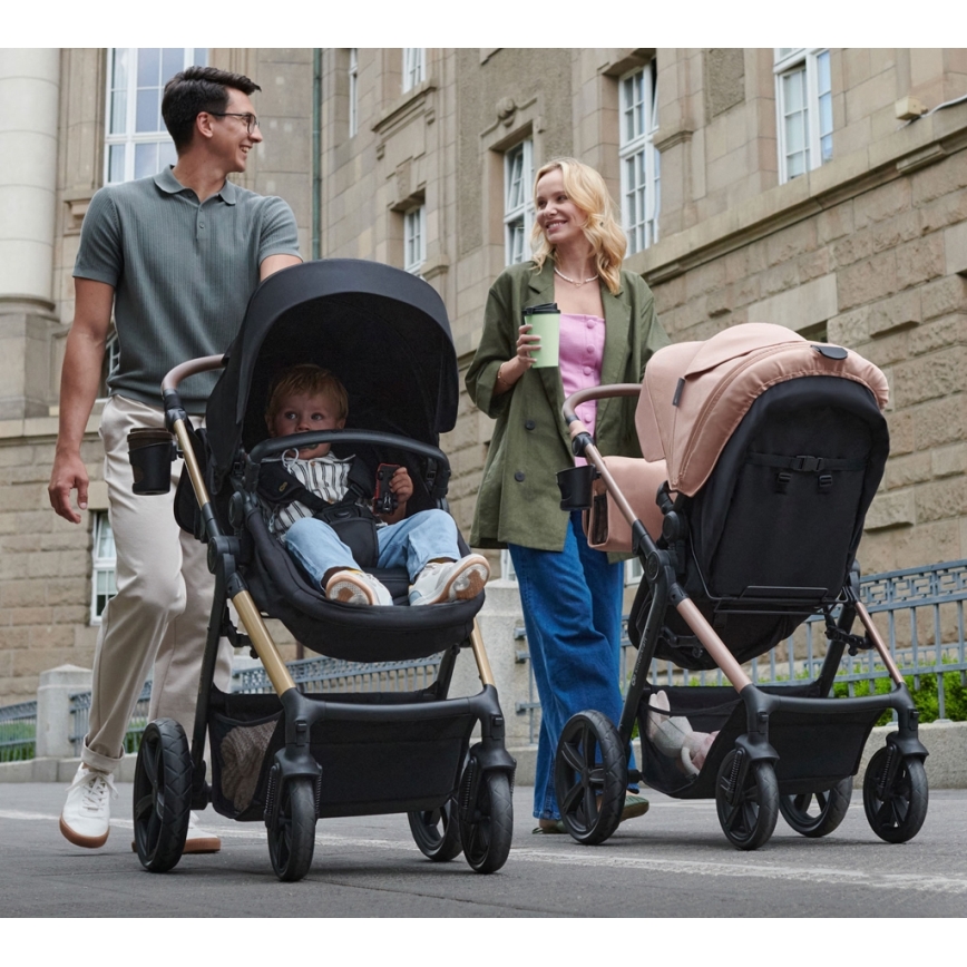KINDERKRAFT - Kombinovaný kočík 3v1 MOOV 2 Pure black + autosedačka MINK PRO