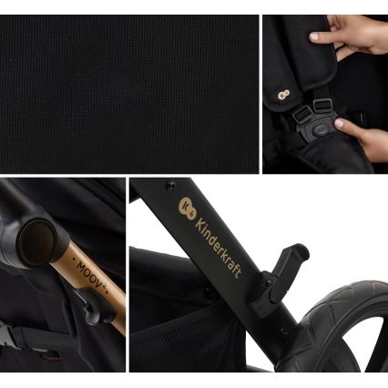 KINDERKRAFT - Kombinovaný kočík 3v1 MOOV 2 Pure black + autosedačka MINK PRO