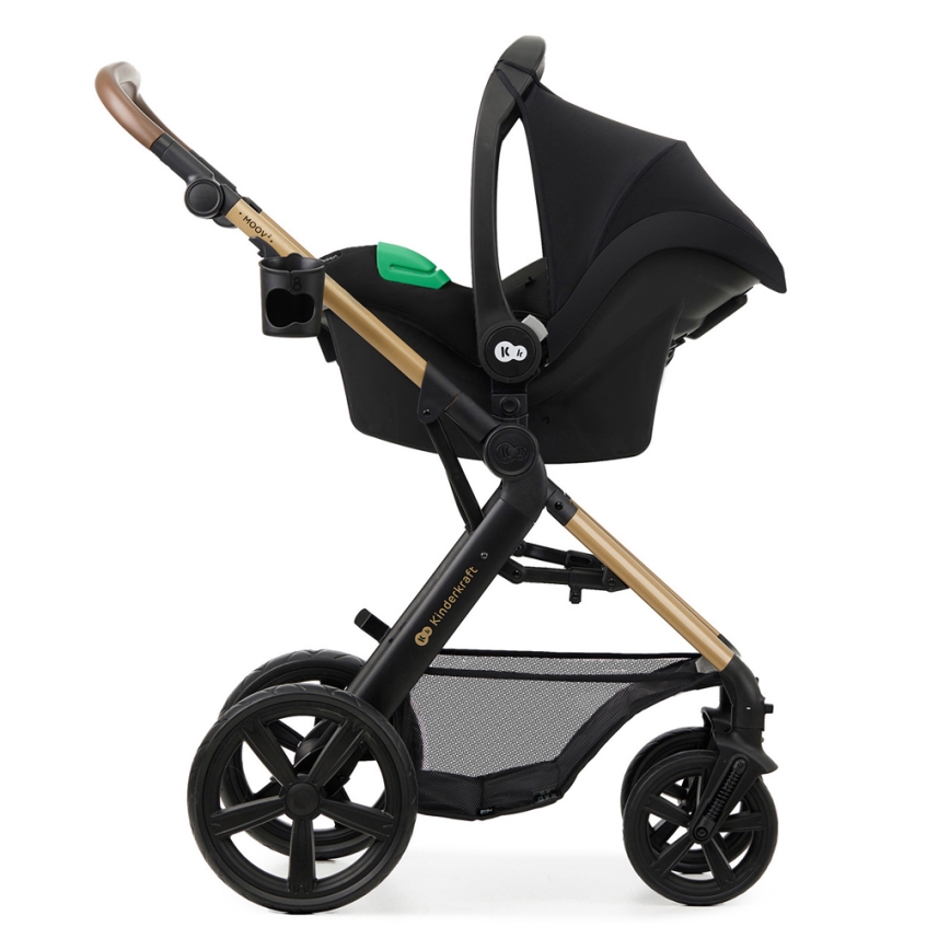 KINDERKRAFT - Kombinovaný kočík 3v1 MOOV 2 Pure black + autosedačka MINK PRO