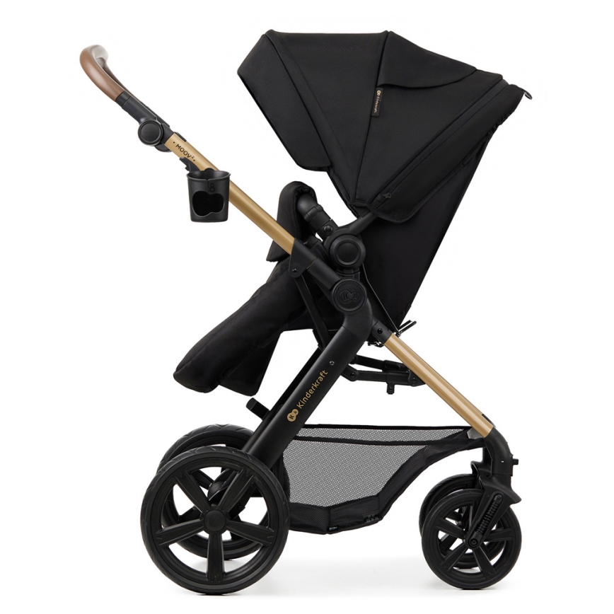 KINDERKRAFT - Kombinovaný kočík 3v1 MOOV 2 Pure black + autosedačka MINK PRO