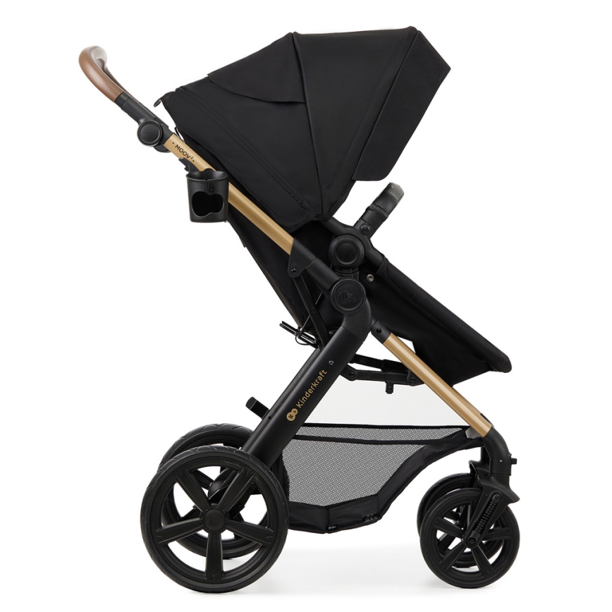 KINDERKRAFT - Kombinovaný kočík 3v1 MOOV 2 Pure black + autosedačka MINK PRO