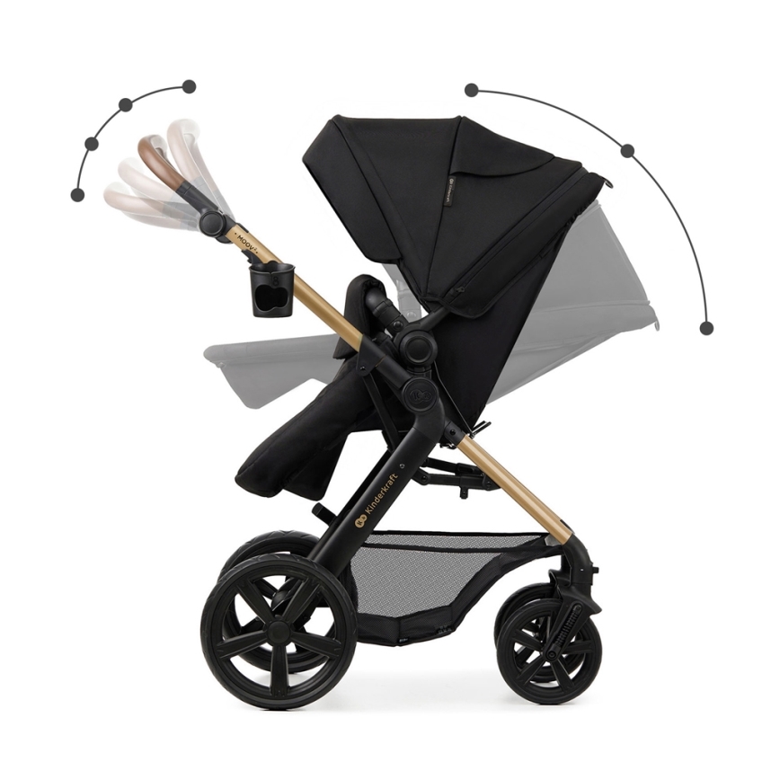 KINDERKRAFT - Kombinovaný kočík 3v1 MOOV 2 Pure black + autosedačka MINK PRO