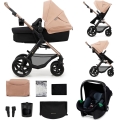 KINDERKRAFT - Kombinovaný kočík 3v1 MOOV 2 Sand beige + autosedačka MINK PRO