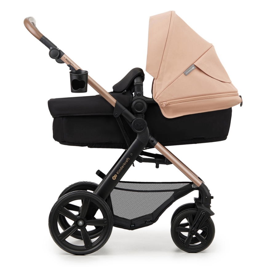 KINDERKRAFT - Kombinovaný kočík 3v1 MOOV 2 Sand beige + autosedačka MINK PRO