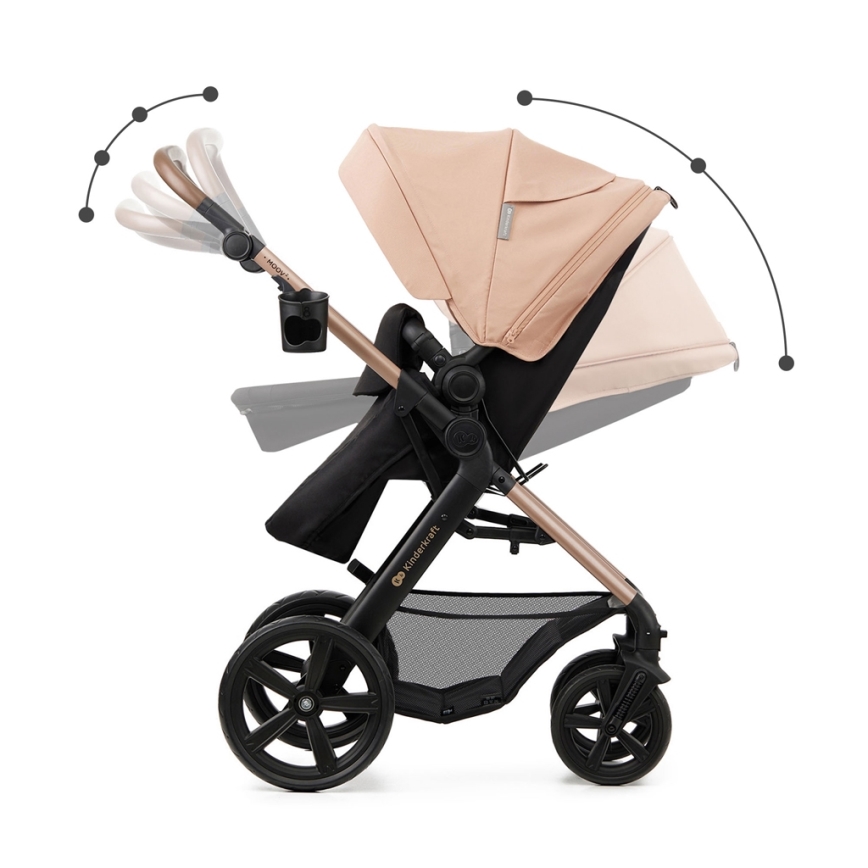 KINDERKRAFT - Kombinovaný kočík 3v1 MOOV 2 Sand beige + autosedačka MINK PRO