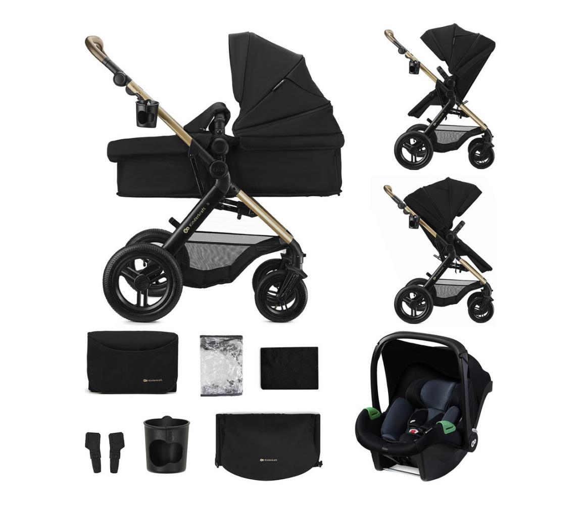 KINDERKRAFT - Kombinovaný kočík 3v1 MOOV 2 XL Air Black KSMOOVXLBLK0000