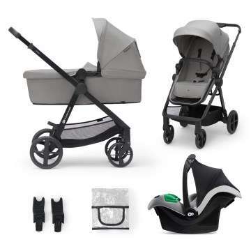 KINDERKRAFT - Kombinovaný kočík 3v1 NEWLY Moonlight grey  + autosedačka MINK PRO